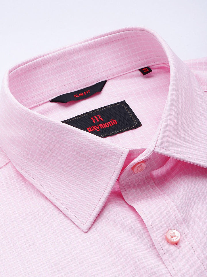 Raymond Men Slim Fit Micro Checks Pure Cotton Formal Shirt