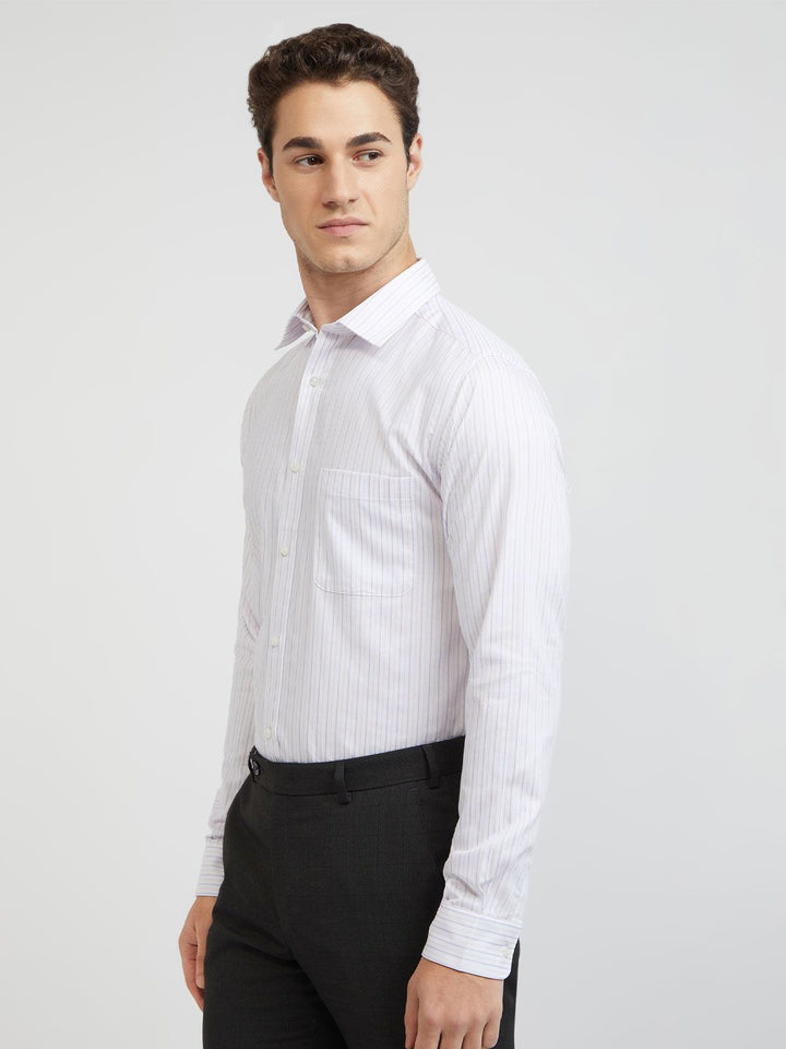 Raymond Pure Cotton Slim Fit Opaque Striped Formal Shirt