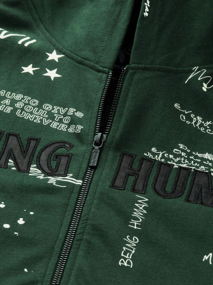 Being Human Men Graphic Printed Hooded Front-Open Sweatshirt