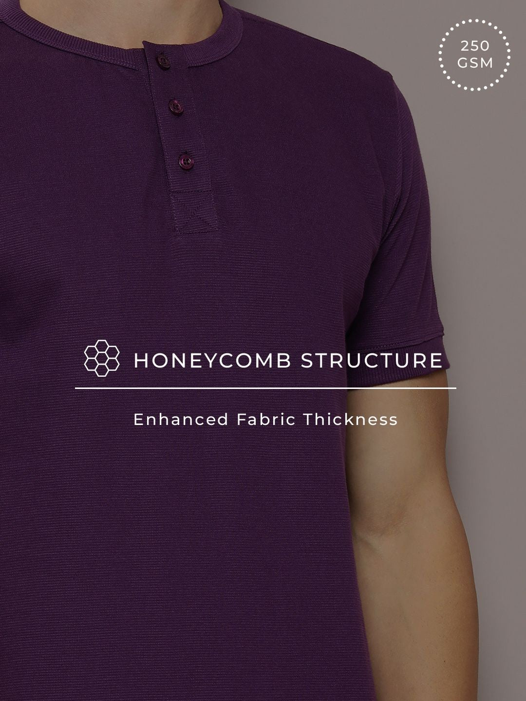 DILLINGER Men Henley Neck Honeycomb Structure T-shirt