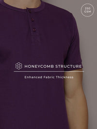 DILLINGER Men Henley Neck Honeycomb Structure T-shirt