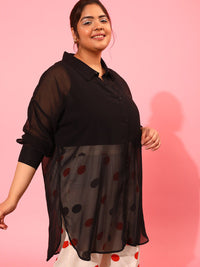 CURVY STREET Women Boxy Sheer Casual Shirt