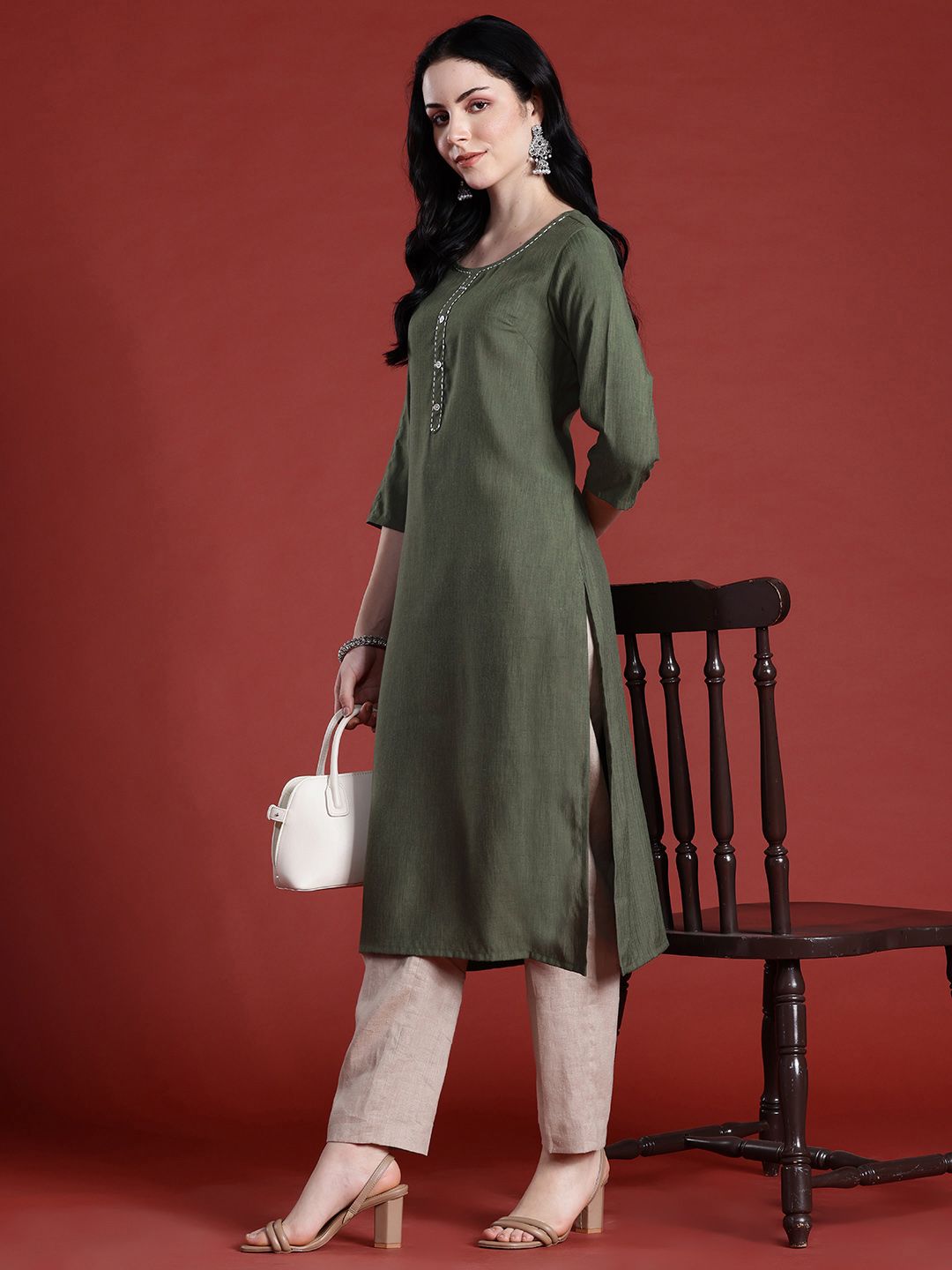 Anouk Solid A-Line Kurta