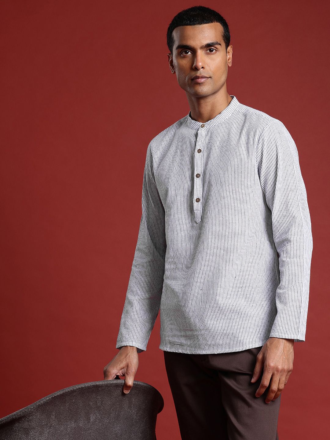 Anouk Pure Cotton Striped Short Kurta