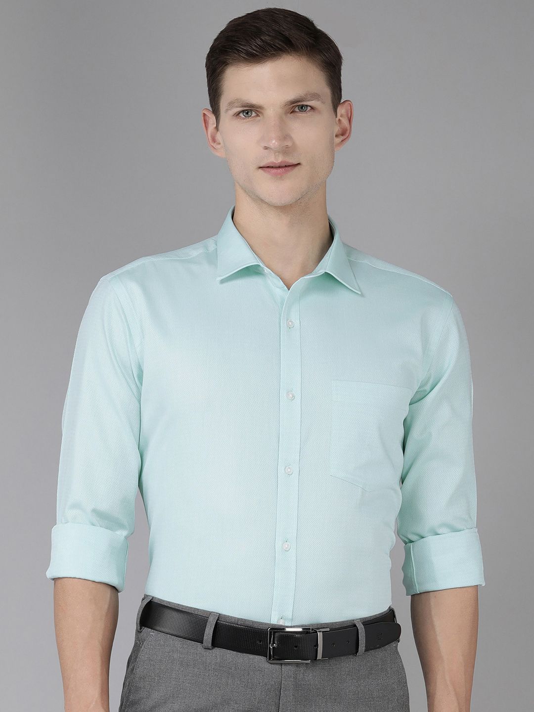 Park Avenue Pure Cotton Slim Fit Self Design Textured Formal Shirt