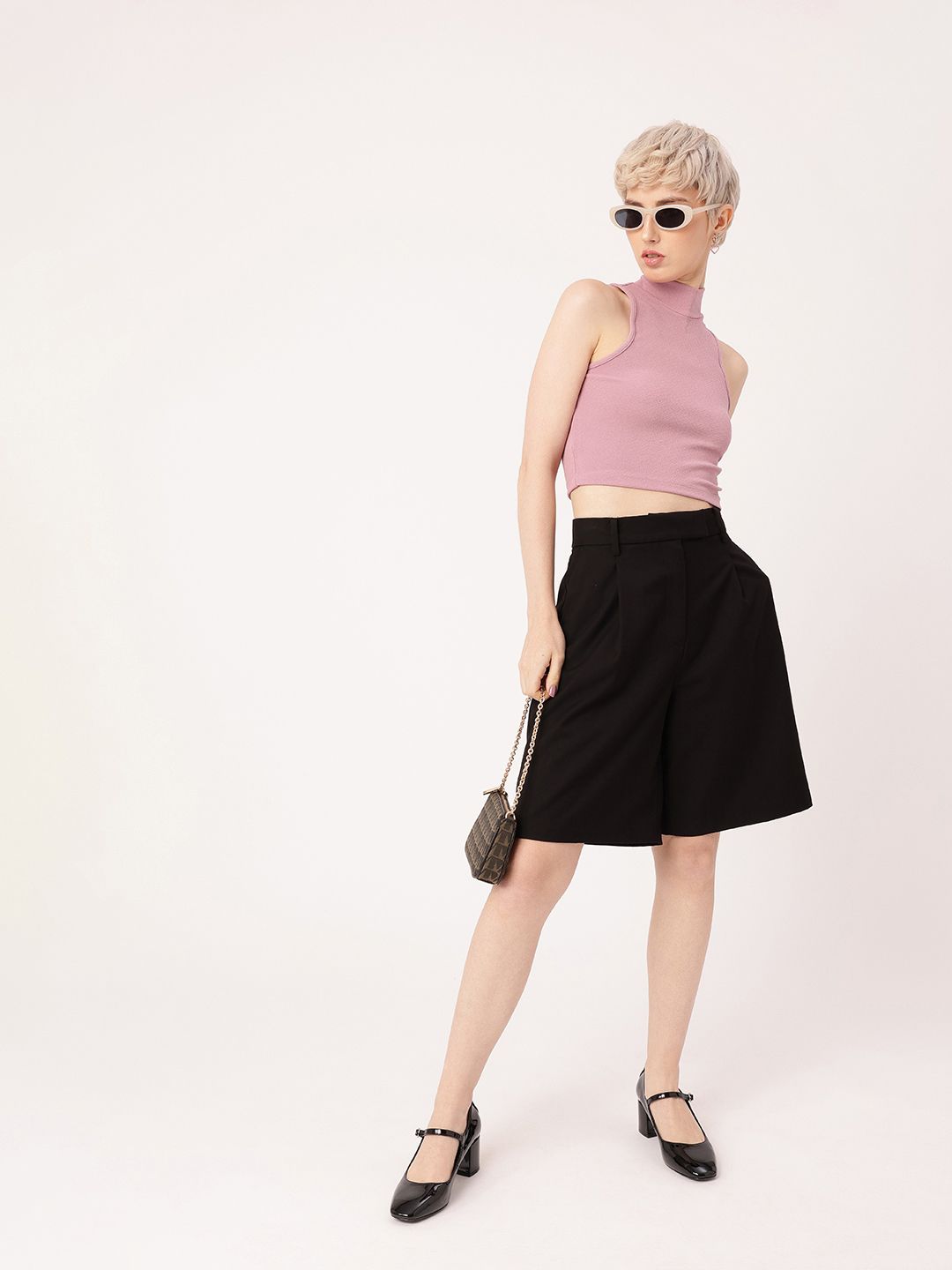 DressBerry Modern Edge Sleeveless Fitted Crop Top