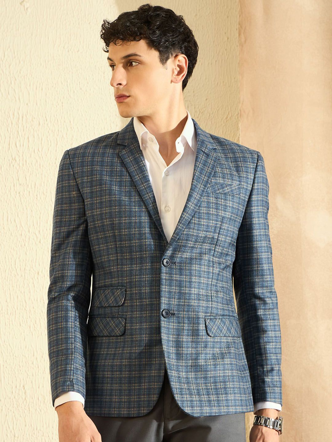 DENNISON Checked Single Breasted Blazer