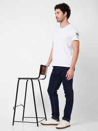 SPYKAR Typography Printed V-Neck Half Sleeves Slim Fit Cotton Casual T-shirt