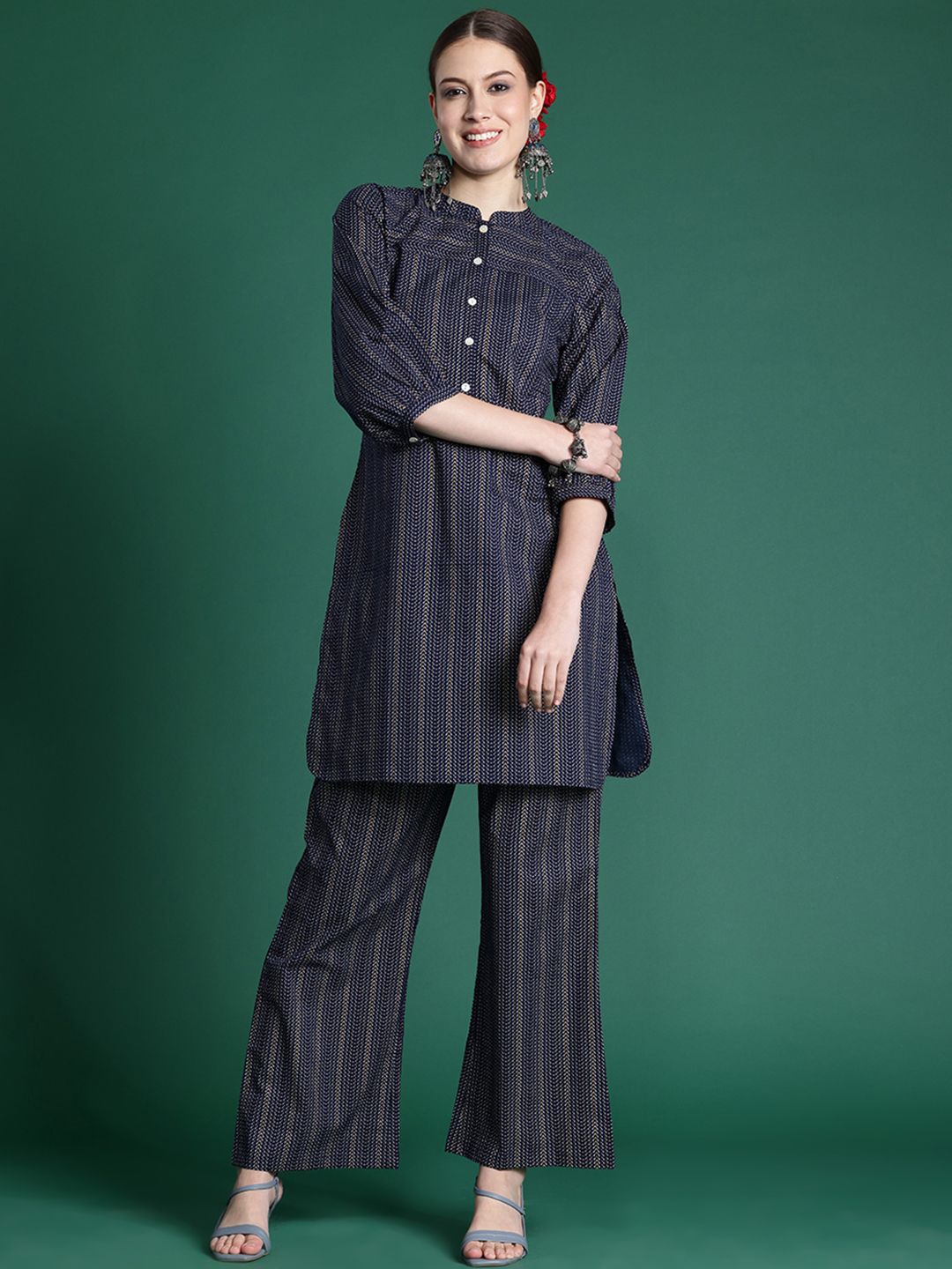 Indo Era Printed Regular Pure Cotton Kurta with Palazzos