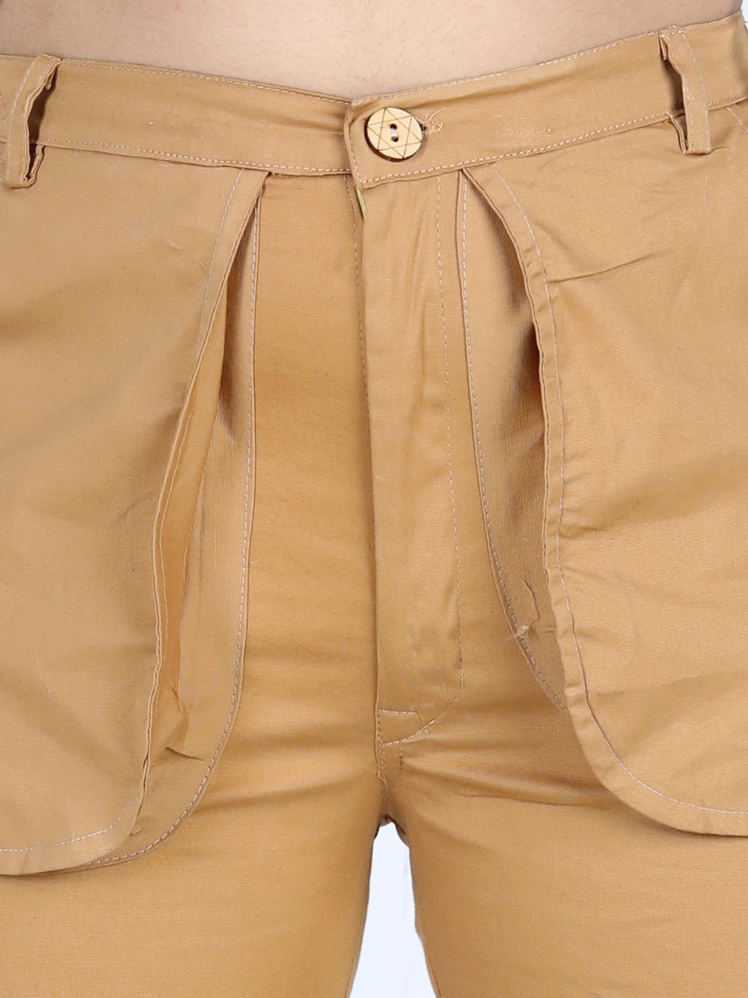 Cutiekins Girls Camel Brown High-Rise Cargos Trouser