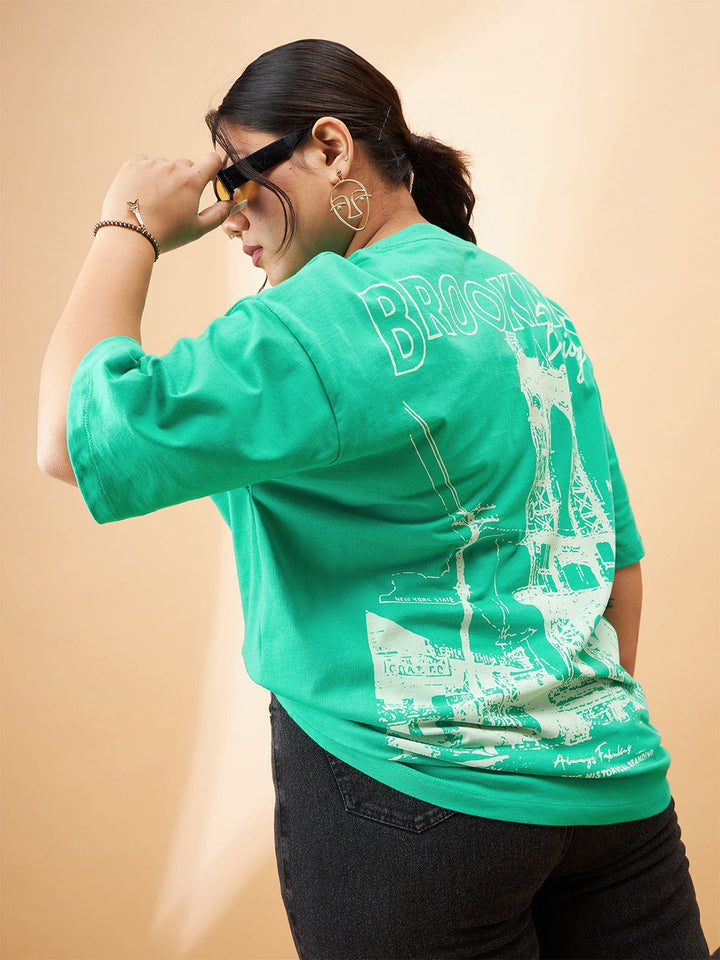 SASSAFRAS Curve Plus Size Typography Printed Pure Cotton Relaxed Fit T-shirt