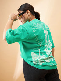 SASSAFRAS Curve Plus Size Typography Printed Pure Cotton Relaxed Fit T-shirt