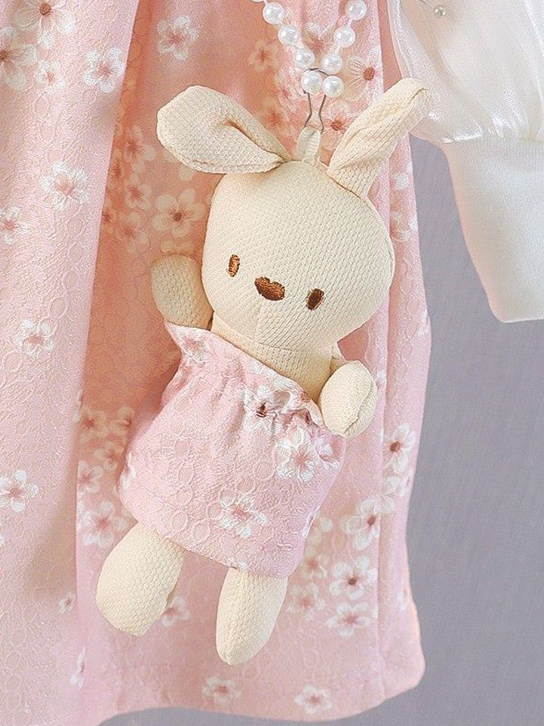 YK Girls Cotton Self Design Fit & Flare Dress