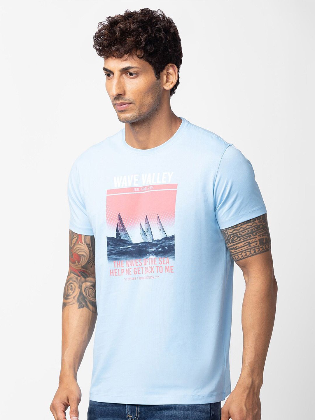SPYKAR Men Printed Cotton T-shirt