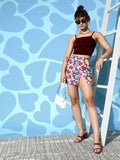 Berrylush Women Multicolored Floral Print High Rise Mini Straight Skirt