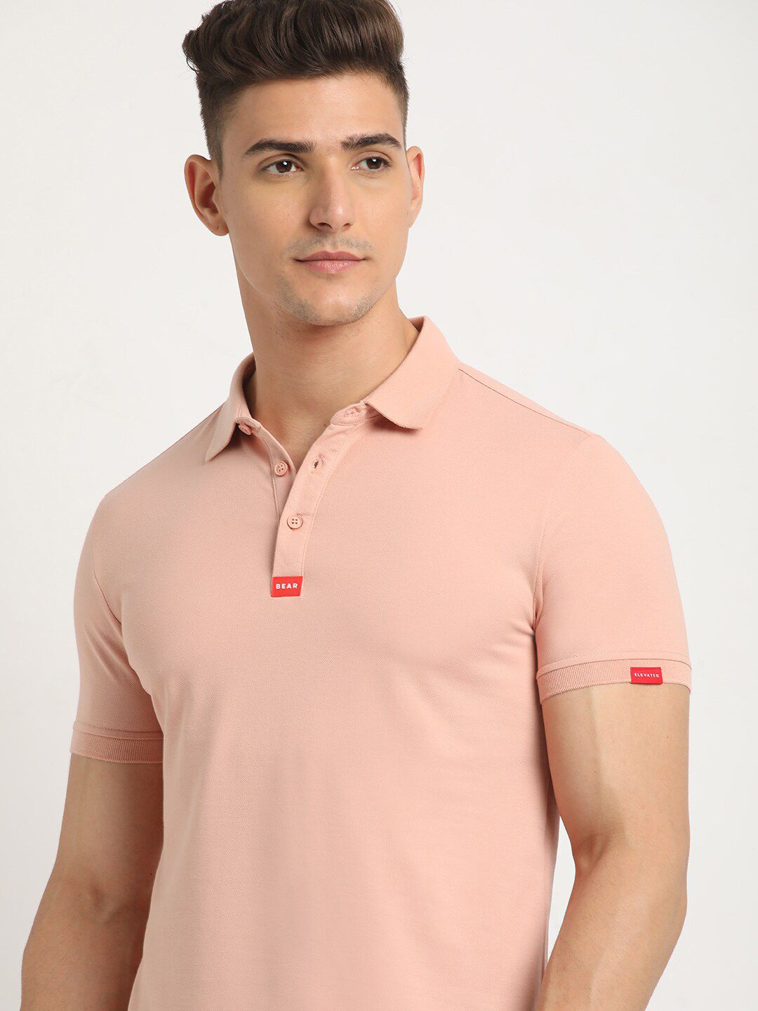 THE BEAR HOUSE Polo Collar Short Sleeves Slim Fit T-shirt