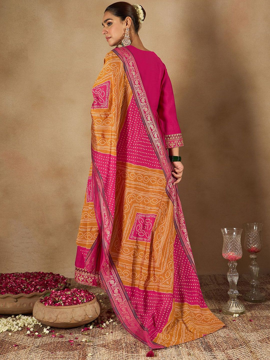 Indo Era Women Ethnic Motifs Embroidered Empire Kurta with Trousers & Dupatta