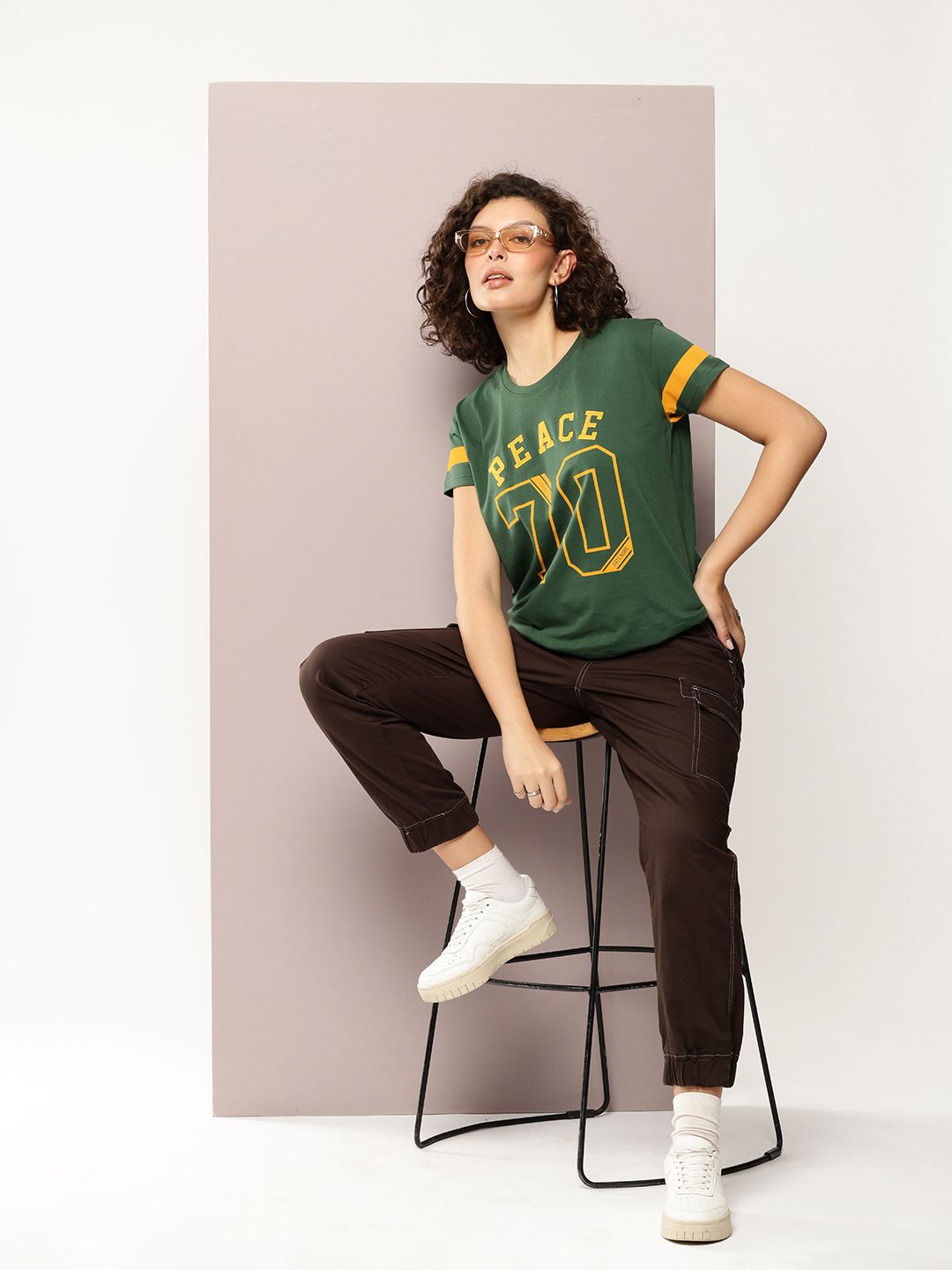 DILLINGER Women Boxy Regular Embroidery Crew Neck Tshirt