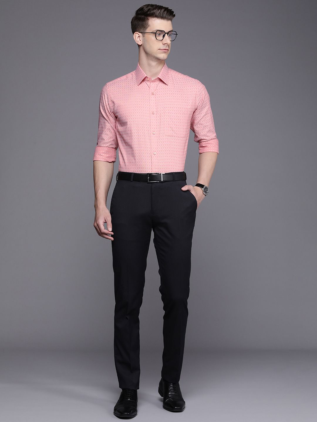 Raymond Textured Slim Fit Pure Cotton Formal Shirt