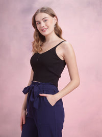 DressBerry Button Detail Ribbed Top