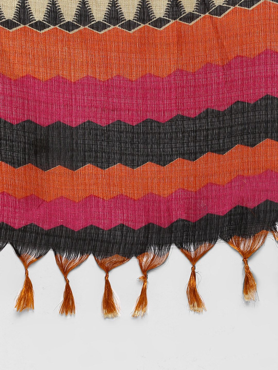 Saree mall Cream-Coloured & Pink Printed Dupatta