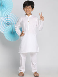 VASTRAMAY Boys White Kurta with Pyjamas