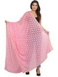 Exotic India Candy Pink Phulkari Dupatta with Embroidered Bootis in Self-color Thread