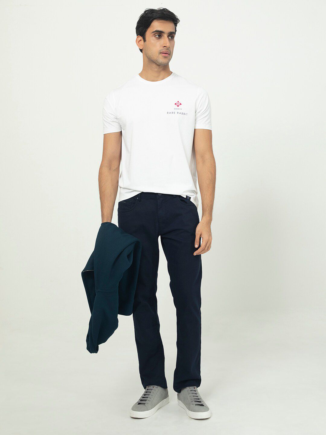 RARE RABBIT Men Castel Round Neck Slim Fit Cotton T-Shirt