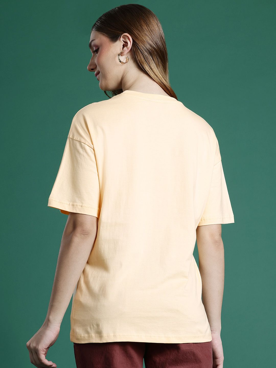 DressBerry Women Pure Cotton Graphic Printed Drop-Shoulder Sleeves T-shirt