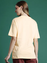 DressBerry Women Pure Cotton Graphic Printed Drop-Shoulder Sleeves T-shirt