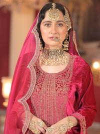 Indo Era Ethnic Motifs Embroidered Sequinned Velvet Kurta With Trousers & Dupatta