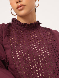DressBerry Flirty Frills Schiffli Embroidered Top
