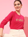STREET 9 Women Typography Embellished Acrylic Pullover