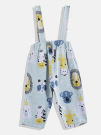 Moms Love Infant Boys Pure Cotton Graphic Printed Dungarees with Solid T-shirt