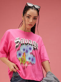 DressBerry Relaxed Fit Graphic Printed Pure Cotton T-shirt