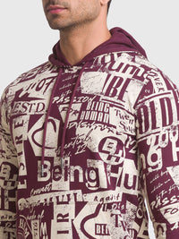 Being Human Men Violet Printed Hooded Sweatshirt