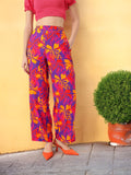 DressBerry Women Wildflowers Color Riot Wide Leg Trousers