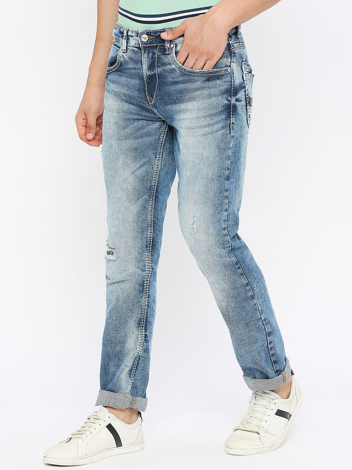 SPYKAR Men Mid-Rise Mildly Distressed Heavy Fade Stretchable Jeans