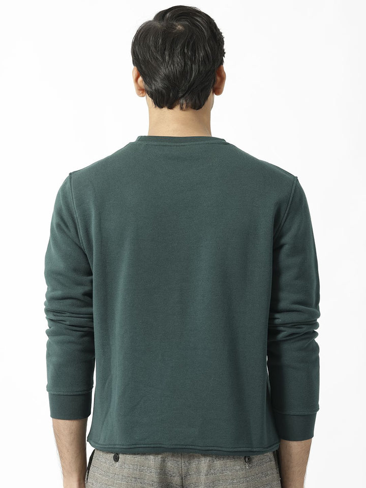 RARE RABBIT Men Kofu Graphic Print Logo Round Neck Sweatshirt