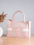 Berrylush Pink Geometric Printed Structured Tote Bag