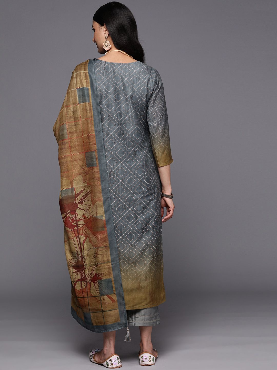 Libas Yoke Design Thread Work Kurta with Trousers & With Dupatta