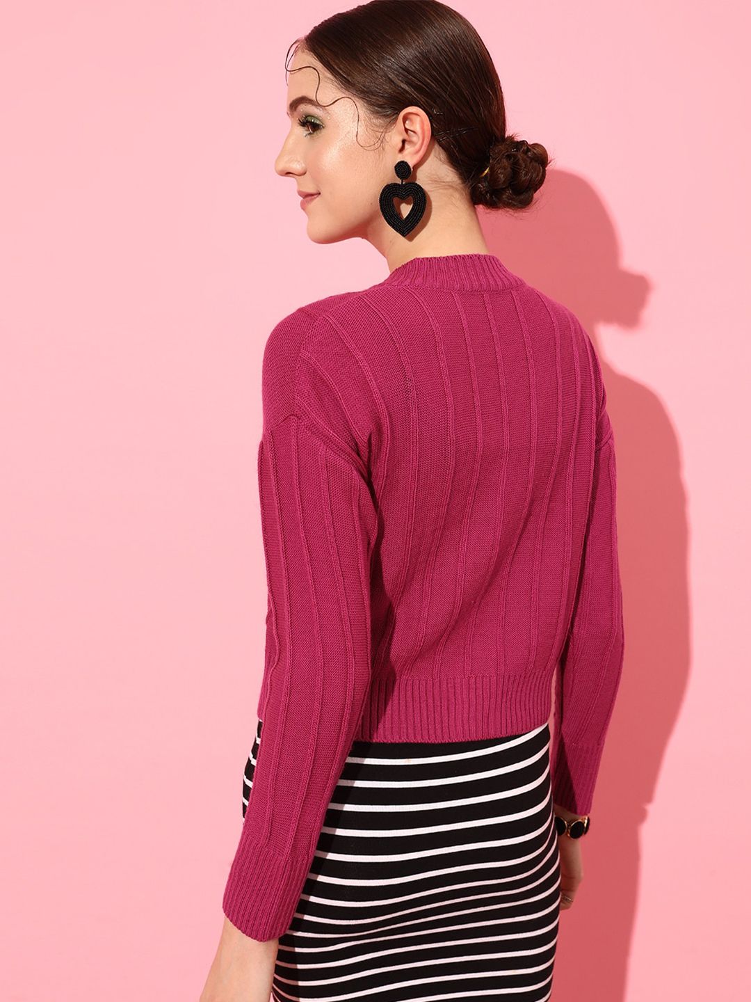 STREET 9 Women Acrylic Cable Knit Crop Sweater Vest