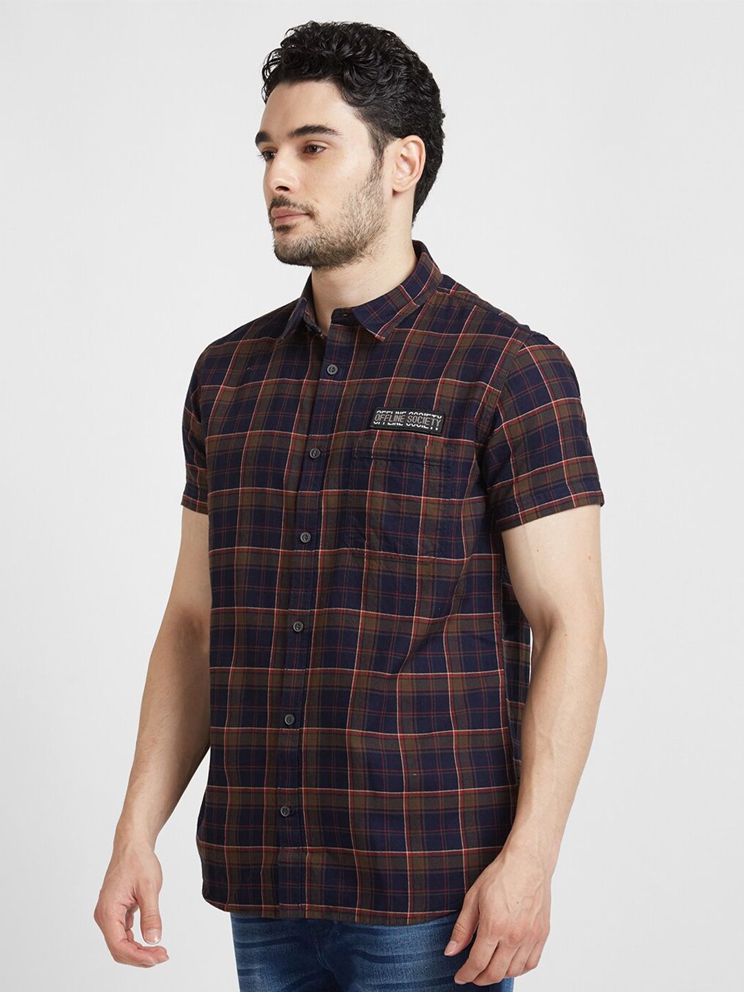 SPYKAR Classic Opaque Tartan Checked Cotton Casual Shirt