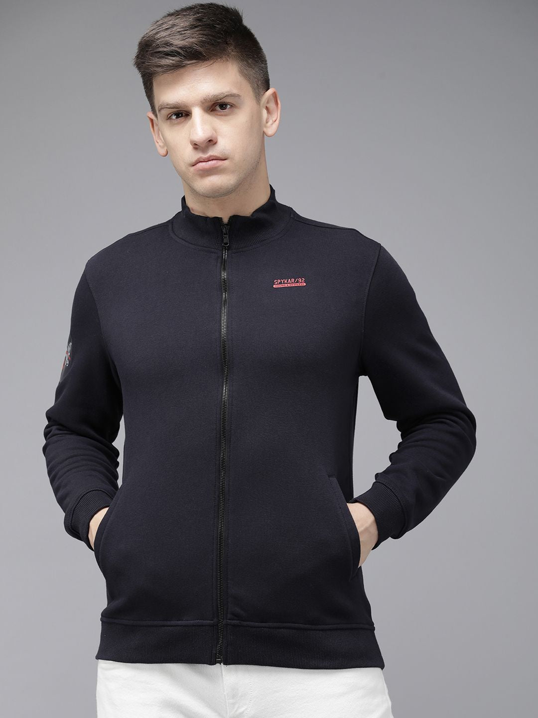 SPYKAR Solid Front-Open Sweatshirt