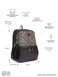 ZOUK Women Floral Printed Vegan Leather Backpack With Compression Straps-Up to 16 inch