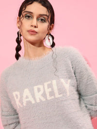 STREET 9 Women Grey Typography Sweater