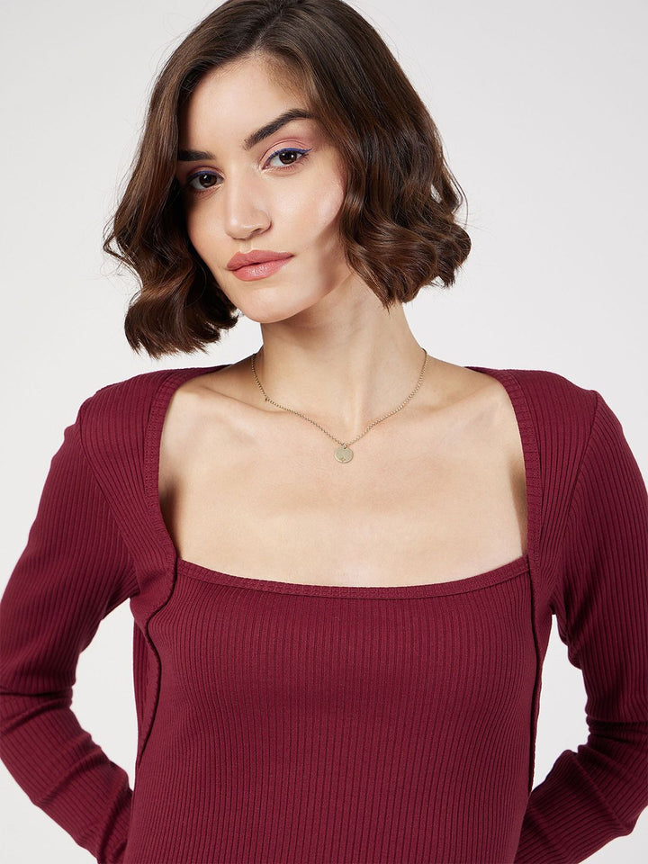 SASSAFRAS Square Neck Sheath Mini Dress