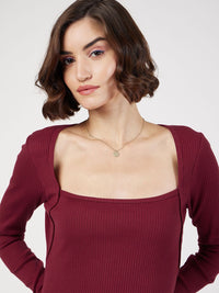 SASSAFRAS Square Neck Sheath Mini Dress