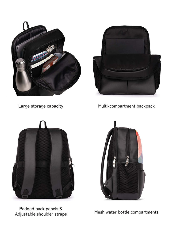 ZOUK Geometric Printed Backpack with Compression Straps Up to 16 inch