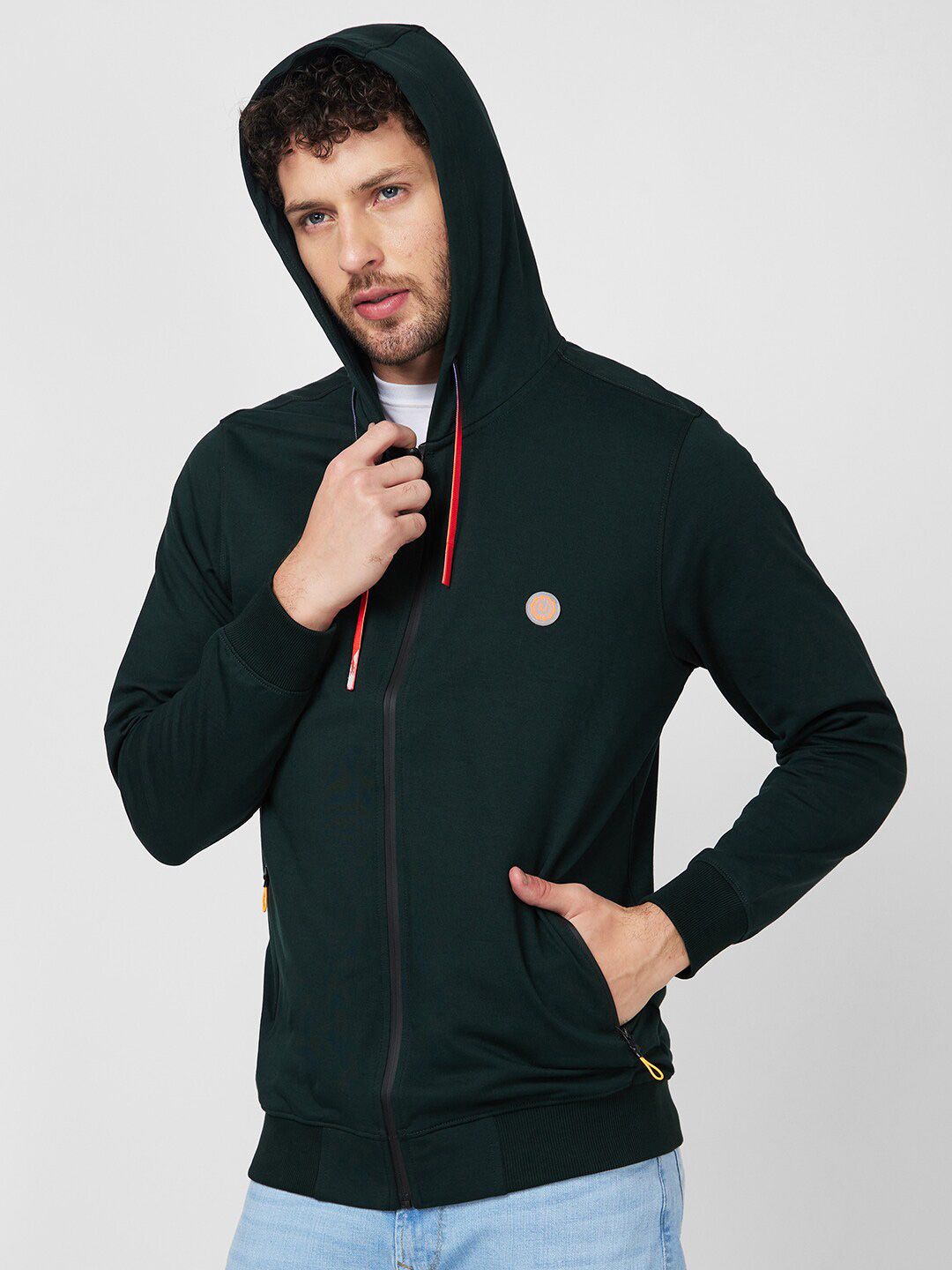 SPYKAR Hooded Cotton Front-Open Sweatshirt
